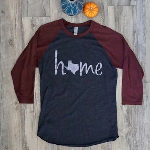 EUC Texas Home 3/4 Sleeve Baseball Style Tee. Size Small.